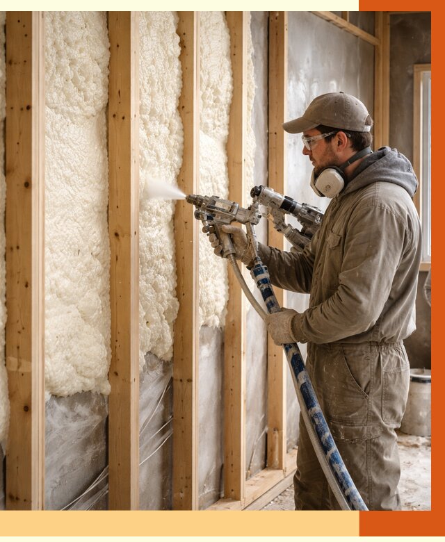 Утепление каркасной стены ППУ в Сердобске от 4297 руб./м2 под ключ | ТепломастерСрд