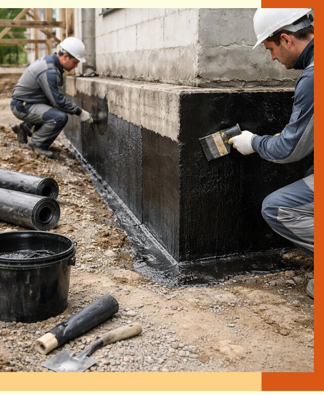 Гидроизоляция фундамента в Сердобске от 1264 руб. — профессионально, под ключ | ТепломастерСрд