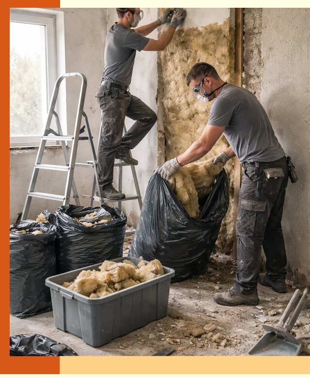 Демонтаж старого утеплителя и вывоз отходов в Сердобске